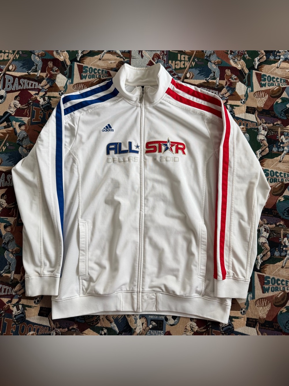 Men’s Adidas NBA All Star 2010 Official Dallas White Warm Up Jacket